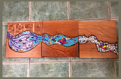 Mosaic and wood scene of the Verde River