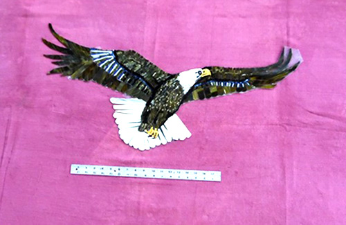 Mosaic art eagle in progress.